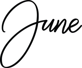 June lettering. Hand drew vector illustration, design, greeting card, logo

