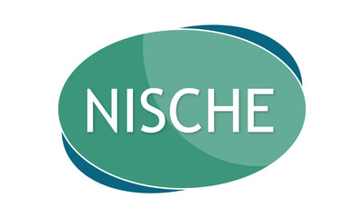 Nische - text written in green blue shape