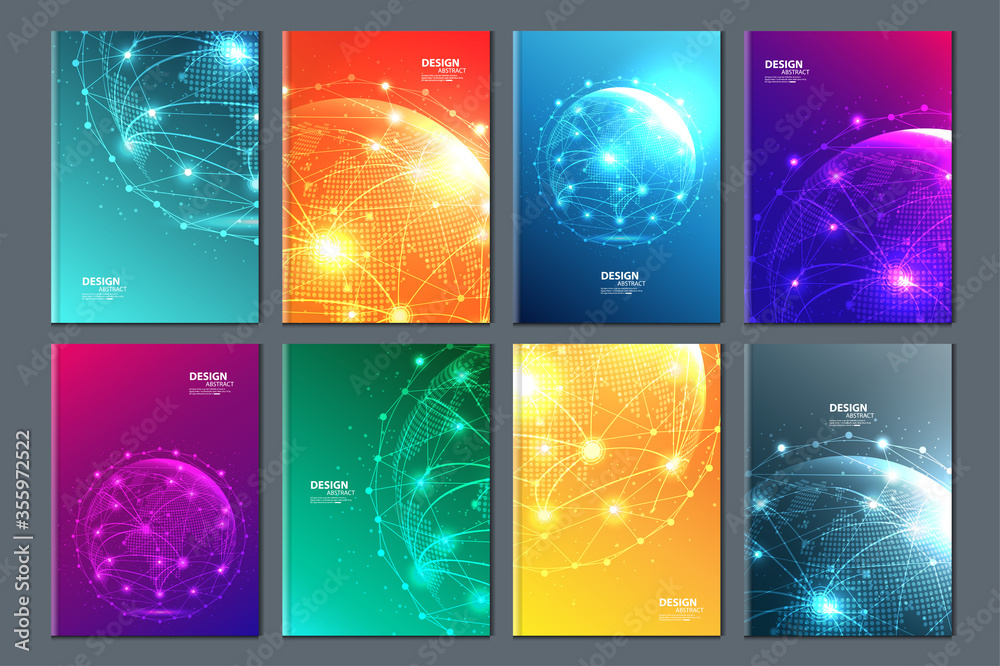 Poster Abstract technology data visualization background. network futuristic wireframe. artificial intelligence. cyber security. visual information complexity. Intricate data threads plot. brochure cover .