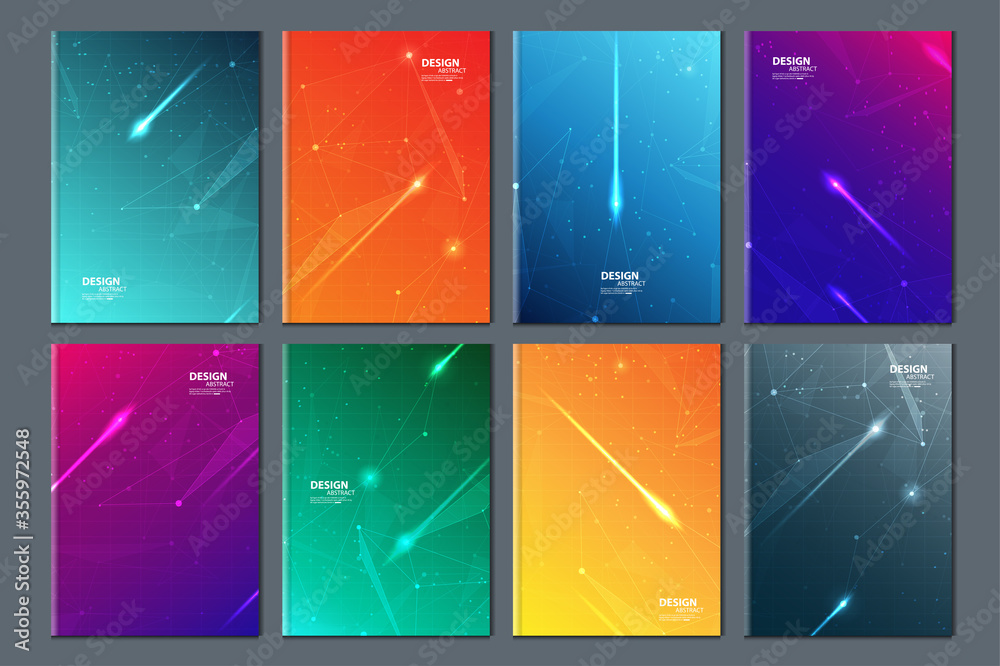 Poster Abstract technology data visualization background. network futuristic wireframe. artificial intelligence. cyber security. visual information complexity. Intricate data threads plot. brochure cover .