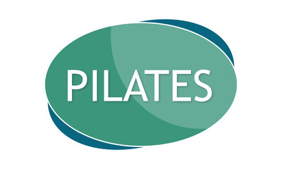 Pilates - text written in green blue shape