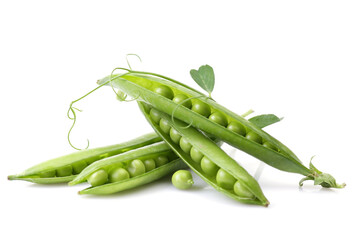 Green peas on a white background