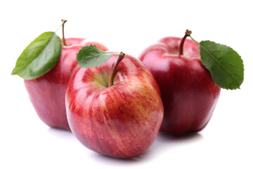 Red apples on white background