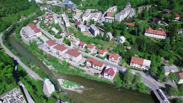 Spodnja Idrija, Slovenia - May 11, 2015: Spodnja Idrija is a settlement on the right bank of the Idrijca river in the Municipality of Idrija in the traditional Inner Carniola region of Slovenia