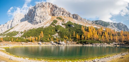 An Alpine lake on a hike in Triglav mountains