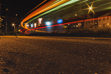 Fototapeta na wymiar Tramway de nuit
