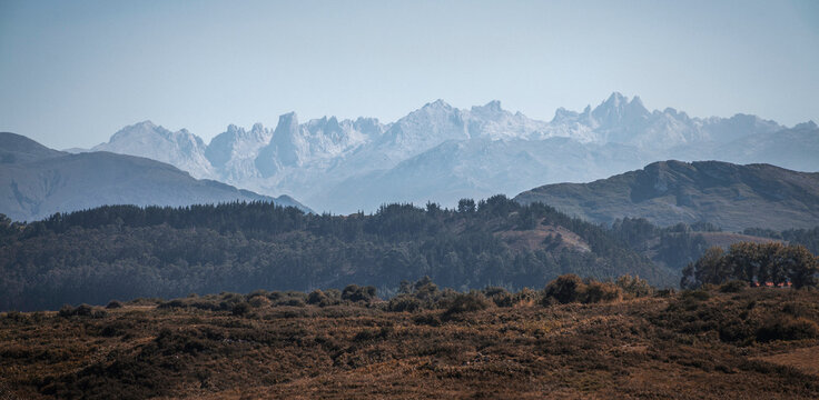 panorama of the Picos de Europa with the mountin Naranjo de Bulnes 