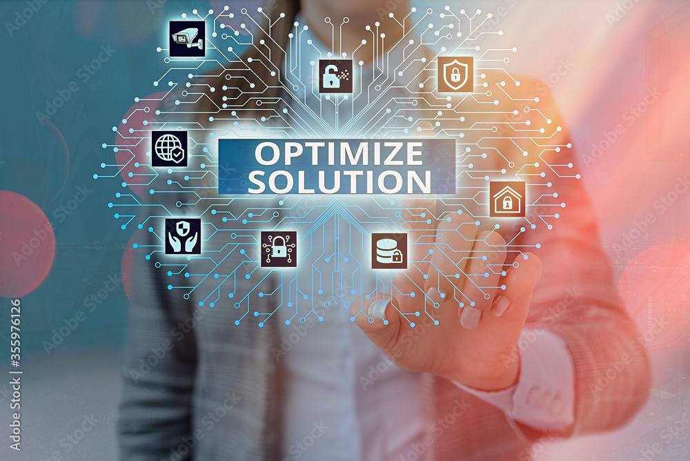 Poster Handwriting text writing Optimize Solution. Conceptual photo process of finding the greatest value of the solution