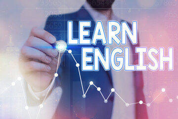 Conceptual hand writing showing Learn English. Concept meaning to train writing and speaking,...