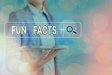 Text sign showing Fun Facts. Business photo text short interesting trivia which contains pieces of...