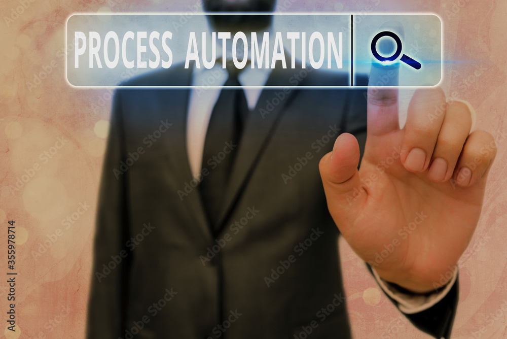 Poster writing note showing process automation. business concept for the use of technology to automate busi
