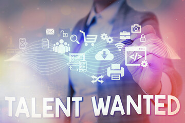 Writing note showing Talent Wanted. Business concept for method of identifying and extracting...