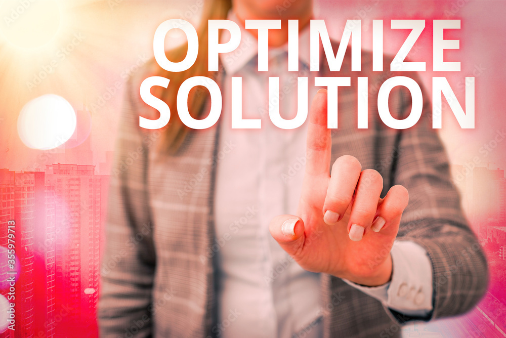Poster handwriting text writing optimize solution. conceptual photo process of finding the greatest value o