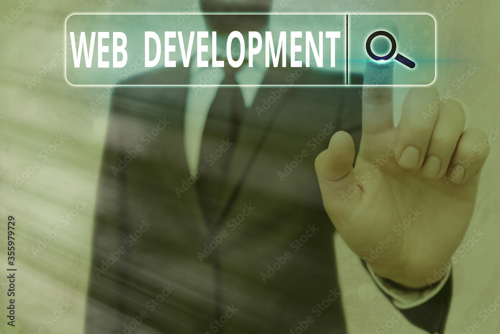 Poster writing note showing web development. business concept for work involved in developing a website for
