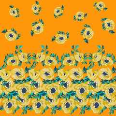 Vintage border in cute small flowers. Country style millefleurs. Floral seamless background for romantic country wedding, textile, covers, manufacturing, wallpapers, print, gift wrap.