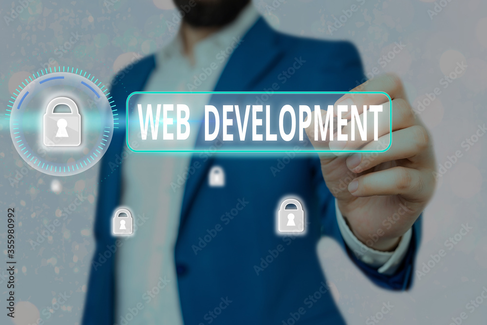Poster handwriting text writing web development. conceptual photo work involved in developing a website for