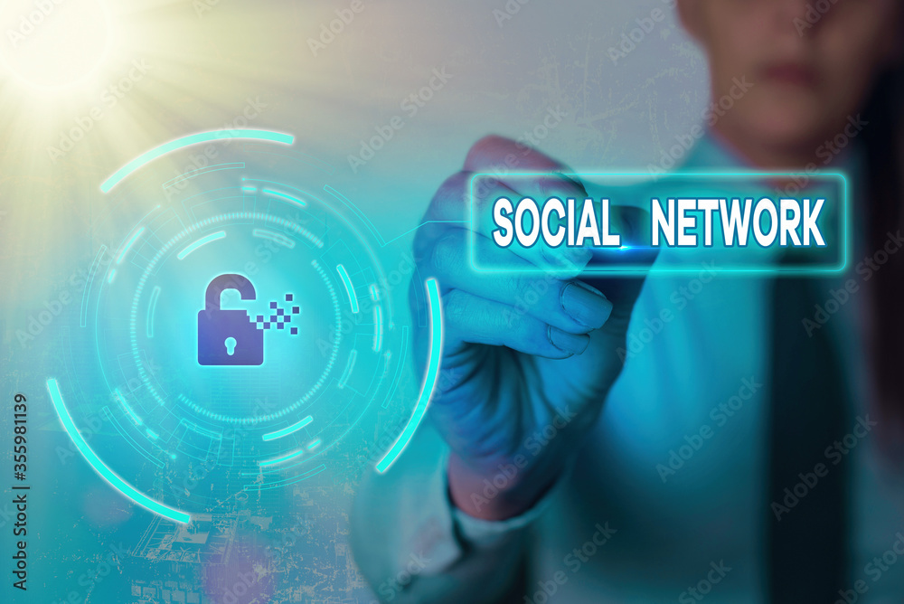 Poster conceptual hand writing showing social network. concept meaning a framework of individual linked by 