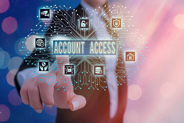 Writing note showing Account Access. Business concept for full privilege for the owners to manage their an individualal data
