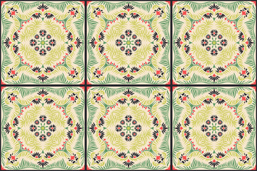 Bandana print. Women's shawl with floral pattern. Mediterranean wallpaper. Portuguese tile azulejo. Turkish ornament. Spanish porcelain. Ceramic dishes. 