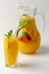Sangria. refreshing fruit cocktail isolated on