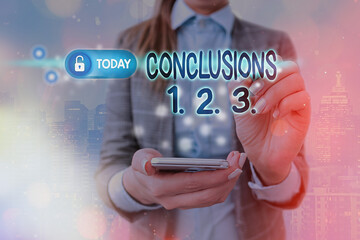 Handwriting text writing Conclusions 1. 2. 3.. Conceptual photo Lists of Suppositions Numbers of...