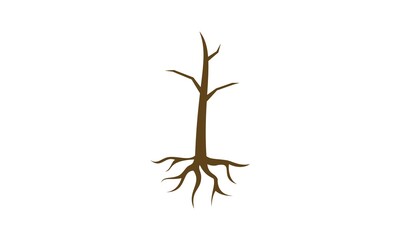 Tree trunk with root illustration vector logo