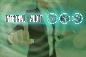 Word writing text Internal Audit. Business photo showcasing evaluates the objective assurance to...