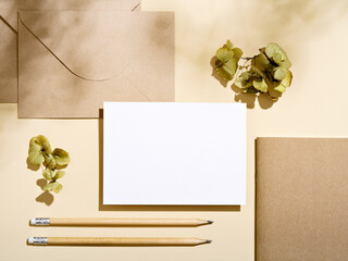 Blank card styled mockup in neutral shades.