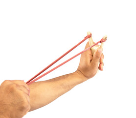 Hand Holding Aiming Slingshot