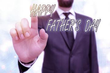 Writing note showing Happy Fathers Day. Business concept for celebrated to show love for the...