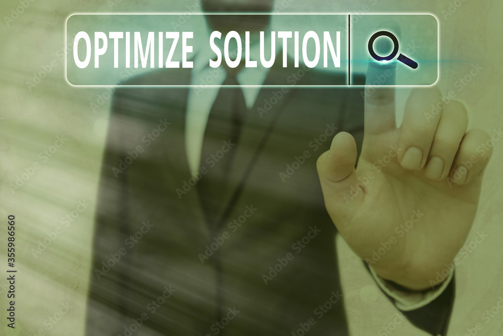 Poster Writing note showing Optimize Solution. Business concept for process of finding the greatest value of the solution