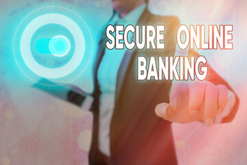 Conceptual hand writing showing Secure Online Banking. Concept meaning protect digital bank for...