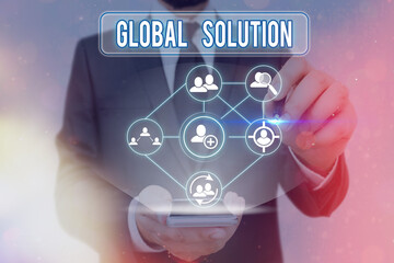 Word writing text Global Solution. Business photo showcasing prototypes that may resolve different...