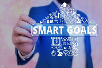 Handwriting text writing Smart Goals. Conceptual photo mnemonic used as a basis for setting...