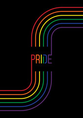LGBTQ community pride month poster design template with rainbow stripe line