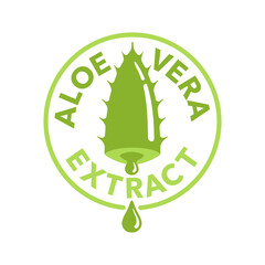 Aloe Vera extract icon - cut piece of leaf with liquid dripping from it - isolated vector stamp for skin care - cosmetics or pharmaceutical products