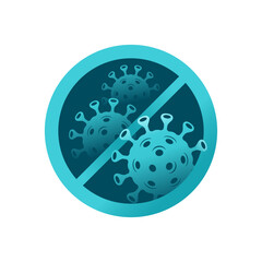 Fototapeta premium Stop Bacterial epidemy sign - quarantine antibacterial and vaccination emblem - crossed out virus icon