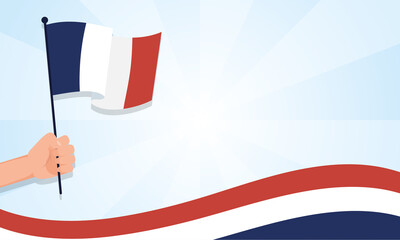 Hand holding france flag of happy bastille day vector design