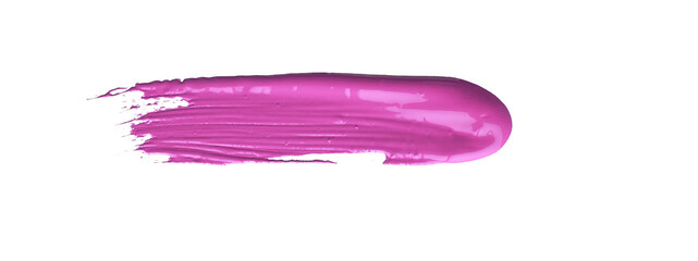 Red colored brush stroke paiting over isolated background, canvas watercolor texture, pink lipstick smudge