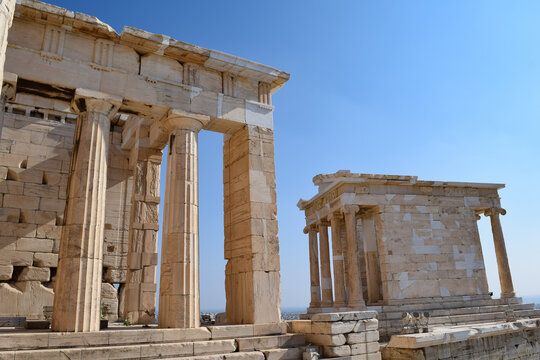 Ancient Greek temples of the Acropolis in Athens Parthenon ruins