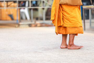 Thai Buddhist monk standing in city