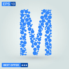 Letter M logo. Alphabet logotype design.Dots Vector Illustration.