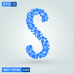 Letter S logo. Alphabet logotype design.Dots Vector Illustration.