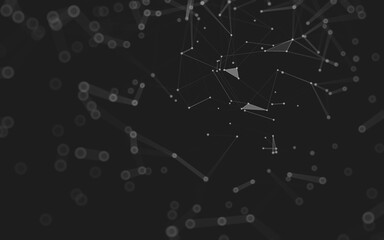 Abstract background. Molecules technology with polygonal shapes, connecting dots and lines. Connection structure. Big data visualization.