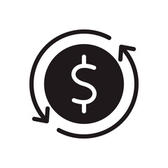 Money transfer icon in trendy flat style design. Vector graphic illustration. Money transfer icon for website design, logo, and ui, EPS 10.