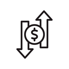 Money transfer icon in trendy outline style design. Vector graphic illustration. Money transfer icon for website design, logo, and ui. Editable vector stroke. EPS 10.
