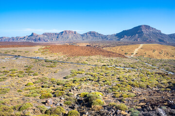 Panoramic view of Tabonal Negro in Teide National Park - Santa Cruz de Tenerife - Canary Islands, Spain