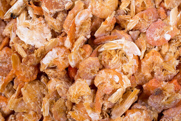 Small dried shrimp for cooking at market
