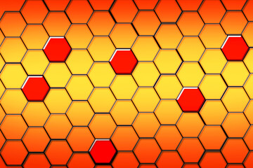 Abstract yellow orange beehive raster background plate icon. Honeycomb bees hive cells pattern sign. Funny bee honey shapes vector icons for banner, card or wallpaper. Fun texture hexagon cell signs.