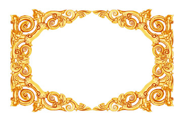 Pattern of flower carved frame on white background